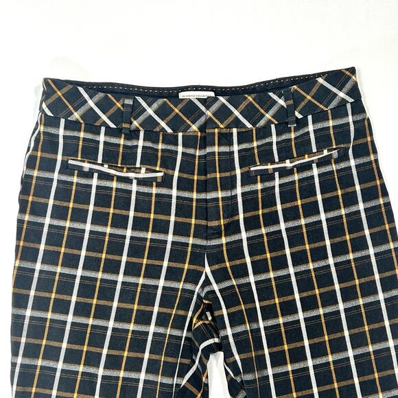 Tartan Plaid Slim Ankle Trousers Anthropologie Black Women's Size 12 Large - Picture 4 of 7